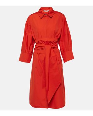 Max Mara Cotton Poplin Shirt Dress - Red