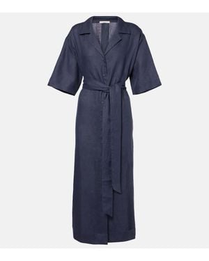Asceno Larnaca Linen Midi Dress - Blue