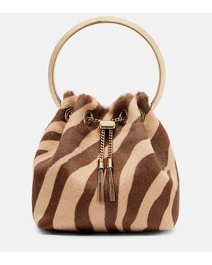 Jimmy Choo Bucket-Bag Bon Bon Small Aus Kalbshaar - Braun