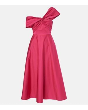 Roland Mouret Gathered Cotton-Blend Midi Dress - Pink