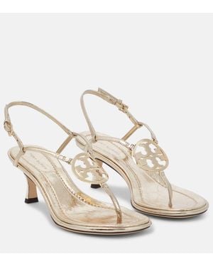 Tory Burch Capri Miller Leather Sandals - Metallic