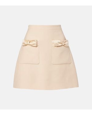 Valentino Crepe Couture Bow-Detail Miniskirt - Natural