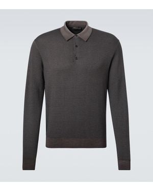 Loro Piana Wool And Silk Polo Shirt - Grey