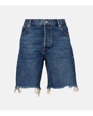 FRAME Deconstructed High-Rise Denim Shorts - Blue