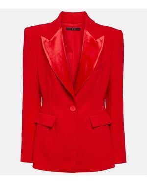 Alex Perry Priestly Velvet-Trimmed Crepe Blazer - Red