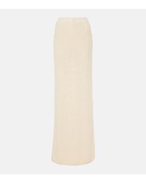 AYA MUSE Castu Ribbed-Knit Cotton-Blend Maxi Skirt - White