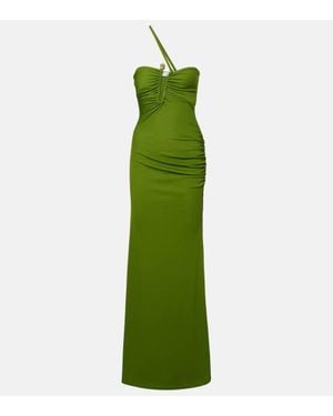 Christopher Esber Crystal Pin Cutaway Embellished Maxi Dress - Green