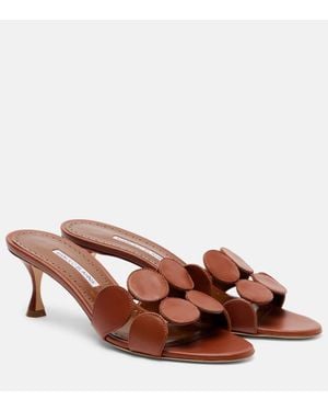 Manolo Blahnik Haribalmu 50 Leather Mules - Brown