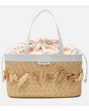 Aquazzura Marea Raffia-Effect Tote Bag - Natural
