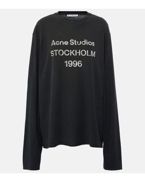 Acne Studios Logo-Print Distressed T-Shirt - Black