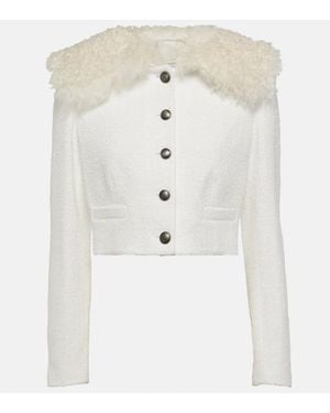 Alessandra Rich Cropped Checked Tweed Jacket - White