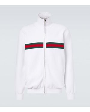 Gucci Veste Web Stripe En Coton Melange - Blanc