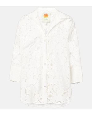 FARM Rio White Sun Broderie Anglaise Cotton Shirt