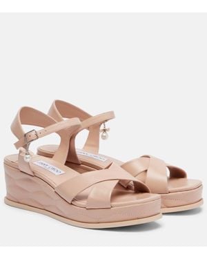 Jimmy Choo Wedge-Sandalen Astra 60 Aus Leder - Pink