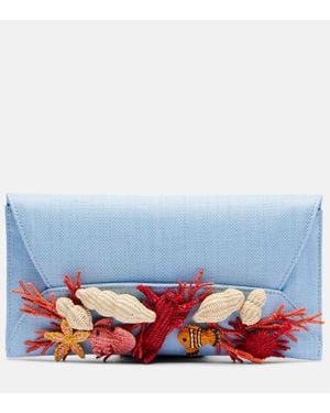 Aquazzura Clutch Marea Aus Raffiabast - Blau
