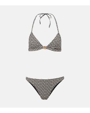 Balmain Bikini Con Monograma - Negro