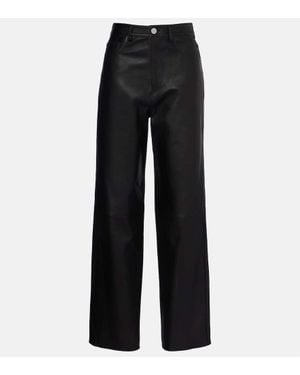 Rohe High-Rise Leather Wide-Leg Trousers - Black