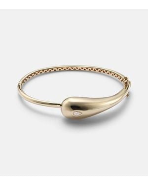 Mateo Water Droplet 14Kt Bangle With Diamond - Metallic