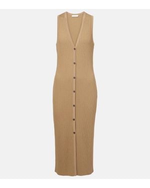 Vince Ribbed-Knit Midi Dress - Natural