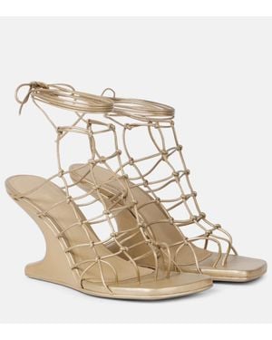 Rick Owens Web Cantilever Woven Leather Wedges - Metallic