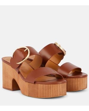 Robert Clergerie Chance Leather Platform Mules - Brown