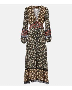 RIXO London Raven Printed Crepe De Chine Midi Dress - Multicolour