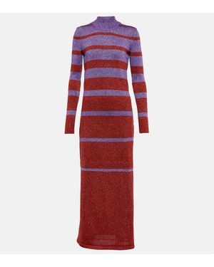 Rabanne Striped-Pattern Lurex Maxi Dress - Red