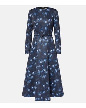 Emilia Wickstead Capucine Floral Taffeta Faille Cocktail Dress - Blue