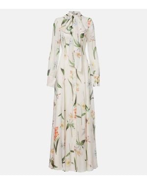 LEO LIN Robe Longue Lilith A Fleurs - Neutre