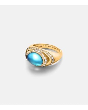 BVLGARI Cabochon 18Kt Ring With Topaz And Diamonds - White