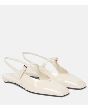 Prada Slingback-Ballerinas Aus Lackleder - Weiß