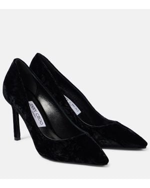 Jimmy Choo Romy 85 Velvet Pumps - Black