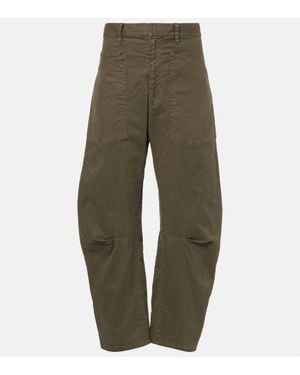 Nili Lotan Shon Cotton Twill Barrel-leg Trousers - Green