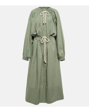 Jil Sander Drawstring Cotton Poplin Midi Dress - Green