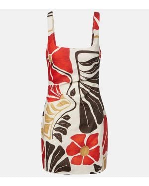 SIR. Robe Julietta En Lin A Fleurs - Rouge