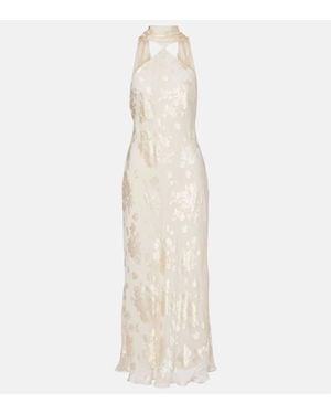 RIXO London Bridal Hayley Floral Midi Dress - White
