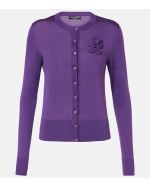 Dolce & Gabbana Silk Cardigan - Purple