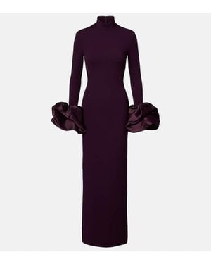 Solace London Viviana Satin-Trimmed Gown - Purple
