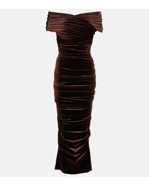 Alex Perry Off-Shoulder-Midikleid Aus Samt - Schwarz
