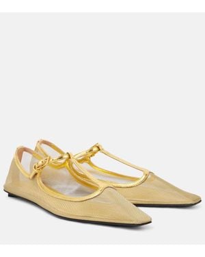 The Attico Juno Mesh Mary Jane Flats - Natural
