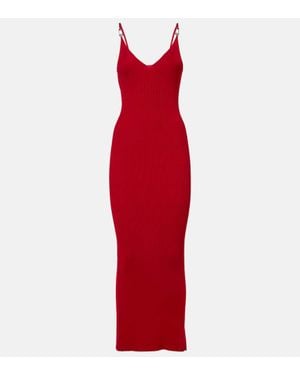 Versace Stretch Viscose Knit Midi Dress - Red