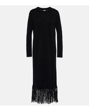 Jardin Des Orangers Fringed Wool And Cashmere Midi Dress - Black