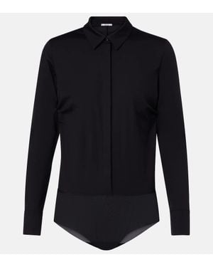 Wolford Cotton-Blend Poplin Bodysuit - Blue