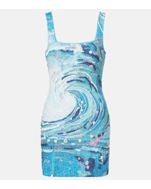 STAUD Le Sable Beaded Minidress - Blue