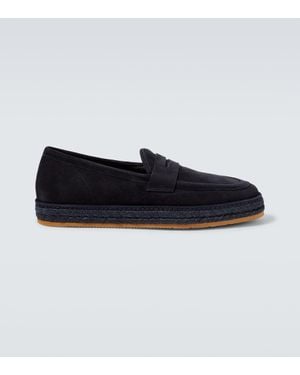 Giorgio Armani Suede Penny Loafers - Black