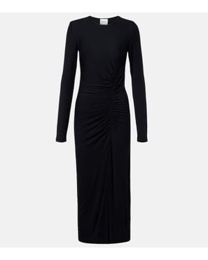 Isabel Marant Jelina Gathered Jersey Maxi Dress - Black