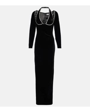 Rasario Crystal-Embellished Velvet Gown - Black