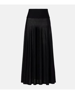 Alaïa Midi Skirt With High Waistband - Schwarz