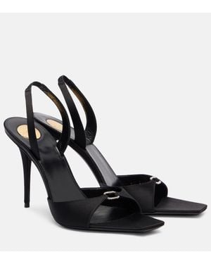Saint Laurent Slingback-Pantoletten Daisy 95 Aus Satin Mit Kristallen - Schwarz