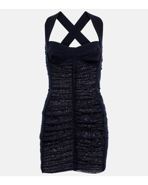 Jean Paul Gaultier Ruched Mesh Bustier Minidress - Blue